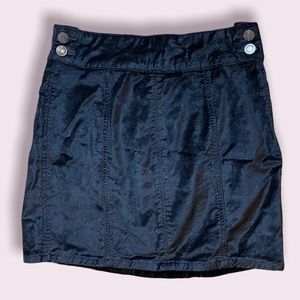 Free People Retro Black Velvet Mini Skirt